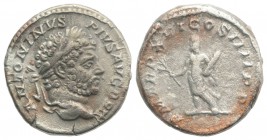 Caracalla (198-217). AR Denarius (17.5mm, 3.70g, 6h). Rome, AD 213. Laureate head r. R/ Hercules standing facing, head l., holding branch and club, li...