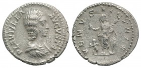 Plautilla (Augusta, 202-205). AR Denarius (19mm, 2.15g, 12h). Rome, 202-5. Draped bust r. R/ Venus standing l., holding apple and palm, resting l. elb...
