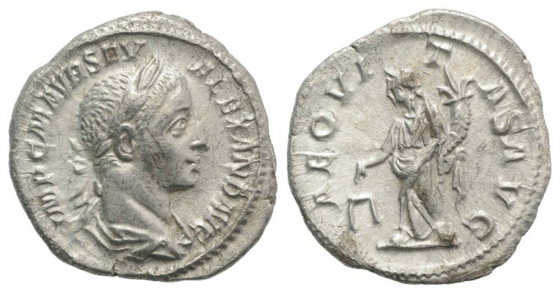 Severus Alexander (222-235). AR Denarius (19mm, 2.86g, 6h). Rome, 222-8. Laureat...