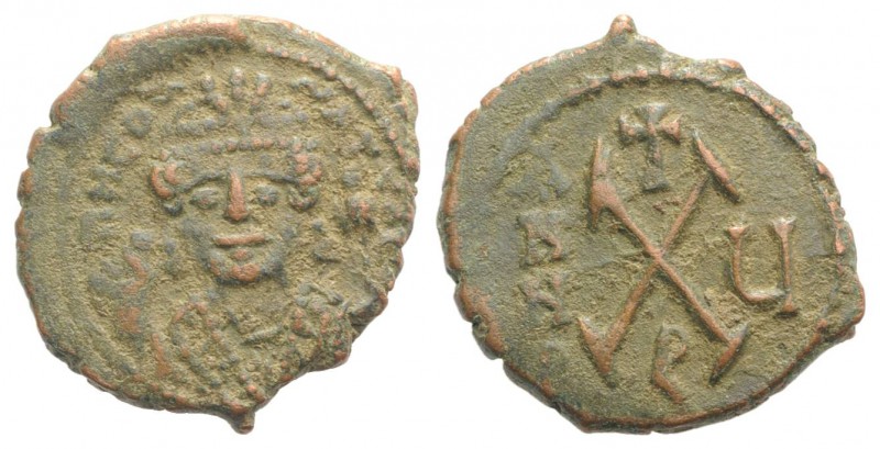 Maurice Tiberius (582-602). Æ 10 Nummi (18mm, 2.86g, 6h). Theoupolis (Antioch), ...
