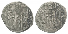 Andronicus III Palaeologus (1328-1341). AR Basilikon (19mm, 1.35g, 6h). Constantinople. Christ Pantokrator enthroned facing; lis to l., B to r. R/ St....