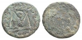 Early Medieval Æ Tessera (14mm, 1.67g). Large M within wreath of crescent. R/ Blank. VF