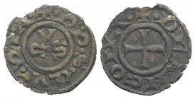 Italy, Ancona, Republic, 13th century. AR Denaro (16mm, 0.50g, 1h). CVS. R/ Cross. Biaggi 33. VF