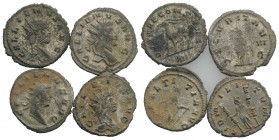 Gallienus (253-268). Lot of 4 Antoninianii (Rev. Antelope, Fides, Laetitia, Securitas), to be catalog. Lot sold as it, no returns