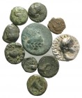 Lot of 10 Greek coins, including 9 bronzes and 1 silver fraction, to be catalog. Lot sold as it, no returns
