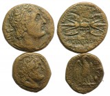 Ptolemaic Egypt, lot of 2 Greek Æ coins, to be catalog. Lot sold as it, no returns