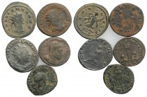 Lot of 5 Roman Imperial Æ coins, including Radiate and Folles, to be catalog. Lot sold as it, no returns