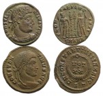 Constantine I, lot of 2 Æ Folles (Ticinum and Antioch mints). Lot sold as it, no returns