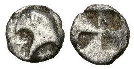 Greek
AEOLIS. Kyme. (Circa 480-450 BC).
AR Hemiobol (8.04mm 0.29g)