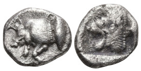 Greek
MYSIA. Kyzikos. (450-400 BC)
AR Diobol (12.3mm 1.13g)