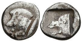 Greek
MYSIA. Kyzikos. (450-400 BC)
AR Diobol (14mm 1.12g)