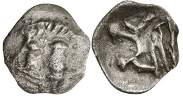 Greek
MYSIA. Kyzikos. (450-400 BC)
AR Obol (10.3mm 0.53g)