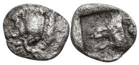 Greek
MYSIA. Kyzikos. (450-400 BC)
AR Hemiobol (10.3mm 0.42g)
