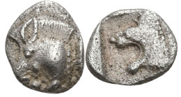 Greek
MYSIA. Kyzikos. (450-400 BC)
AR Hemiobol (8.8mm 0.3g)