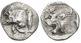 Greek
MYSIA. Kyzikos. (450-400 AD)
AR Hemiobol (11.7mm 0.36g)