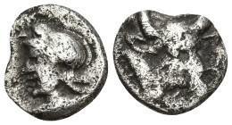Greek
MYSIA. Kyzikos. (450-400 AD)
AR Hemiobol (9.1mm 0.3g)