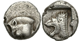 Greek
MYSIA. Kyzikos. (Circa 450-400 BC).
AR Diobol (10.9mm 1.23g)