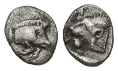 Greek
MYSIA. Kyzikos (450-400 BC)
AR Hemiobol (6.69mm 0.32g)