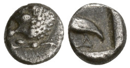 Greek
CARIA. Mylasa. (Circa 420-390 BC).
AR Tetartemorion (5.2mm 0.16g)
Obv: Forepart of lion right, head reverted.
Rev: Bird standing left.
SNG ...
