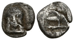 Greek
IONIA. Kolophon. (Circa 450-410 BC)
AR Hemiobol (8.8mm 0.27g)
