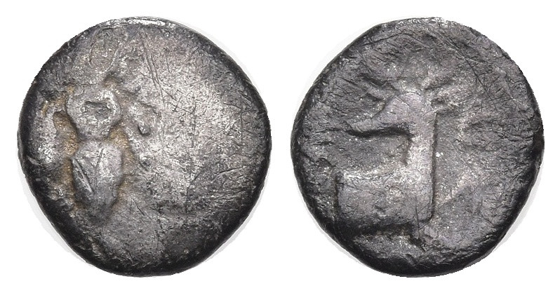 Greek
IONIA. Ephesos. (390-380 BC).
AR Obol (8.92mm 0.67g)