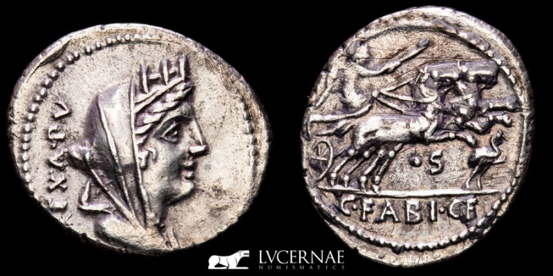 Roman Republic, C. Fabius C.f. Hadrianus. Silver denarius (3.60 g. 21 mm.) minte...