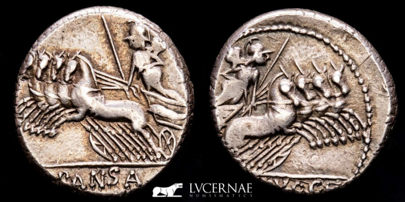 Roman Republic - C. Vibius C.f. Pansa. Silver denarius (4.35 g. 19 mm.) Rome min...