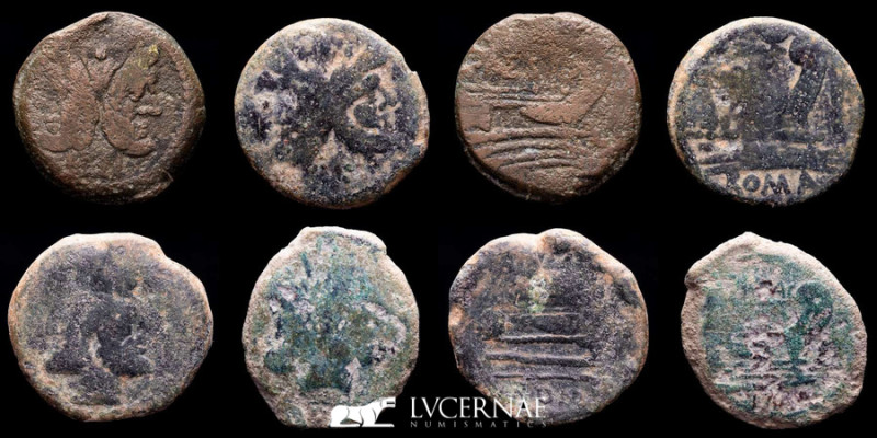 Roman Republic - Lot comprising four (4) bronze coins:

1 x Cnaeus Pompey Junior...