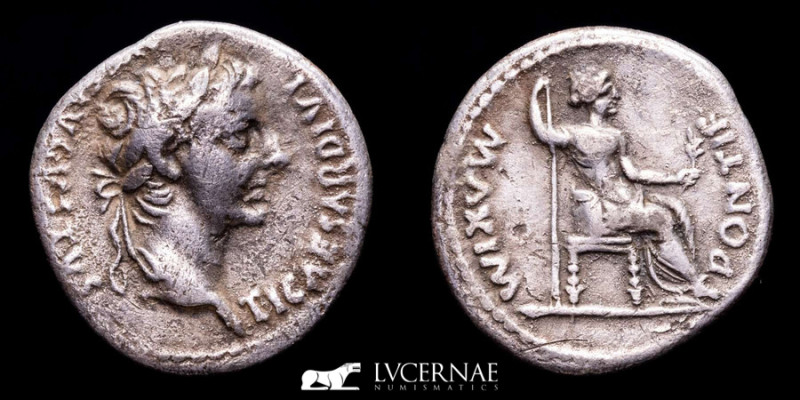 Roman Empire - Tiberius, AD 14-37. Silver denarius (3,50 g., 19 mm.). Minted in ...