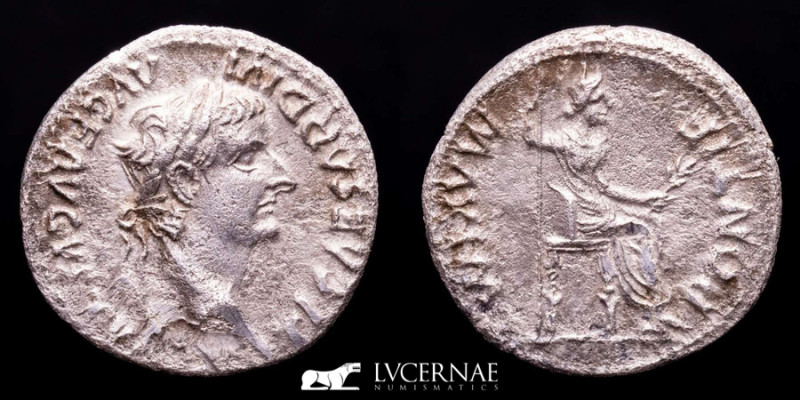 Roman Empire - Tiberius, AD 14-37. Silver denarius (3.52 g., 18 mm.). Minted in ...