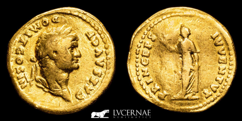 Roman Empire, Domitian, as Caesar (AD 69-81). gold aureus (6,69 g. 21 mm.). Rome...