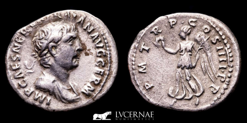 Roman Empire - Trajan (AD 98-117). Silver denarius (2.86 g., 21 mm.). Rome mint,...