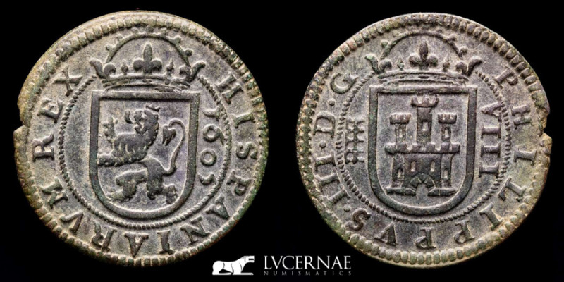 Spain - Felipe III (1598-1621) Bronze 8 Maravedis (5.44 g. 28 mm.) Minted in Seg...