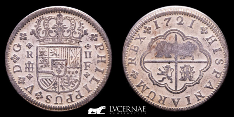 Spain - Felipe V (1700-1746)

Silver 2 reales (5.32 g. 27 mm) minted in Segovia ...