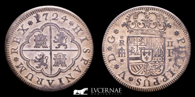 Spain - Felipe V (1700-1746)

Silver 2 reales (5.10 g. 26 mm) minted in Segovi...