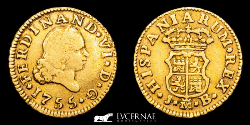 Spain - Fernando VI (1746-1759). Gold 1/2 escudo - 1755 JB - Madrid.

1.75 grs, ...