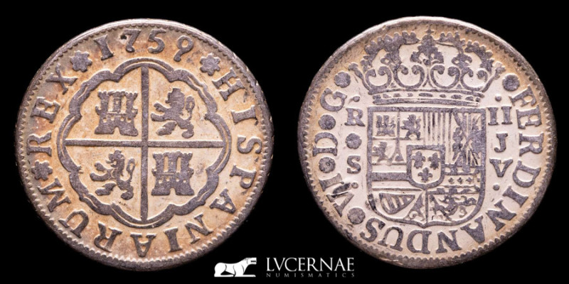 Spain - Fernando VI (1746-1759) Silver 2 Reales (5.70 g, 26 mm.). Minted in Sevi...