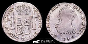 Carlos III 1759-1788 Silver 4 Reales 13,26 g. 35 mm. Potosi - PR 1785 Good very fine