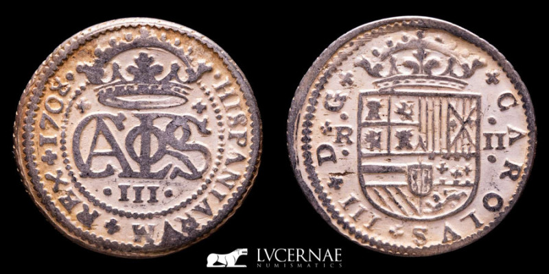 Spain - Carlos III, the Pretender (1701-1714) Silver 2 reales. Minted in Barcelo...