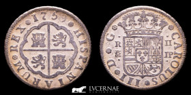 Carlos III (1759-1788) Silver 2 Reales 5.62 g, 25 mm. Madrid 1759 - J.P. Near extremely fine