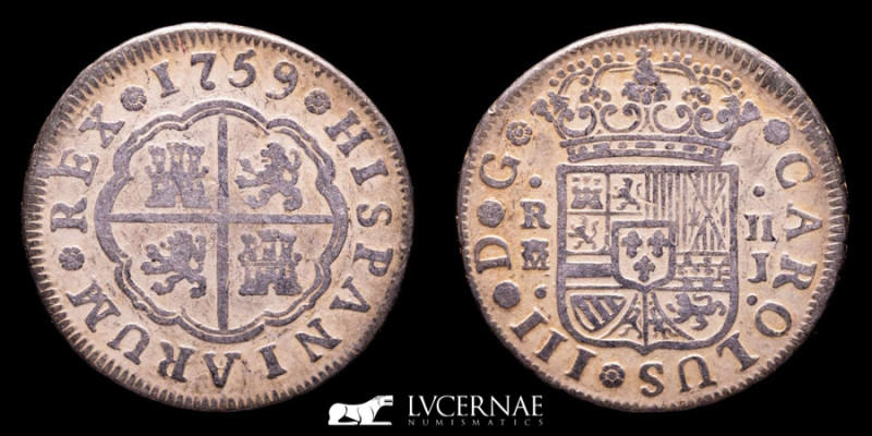 Spain - Carlos III (1759-1788) Silver 2 Reales (5.85 g, 26 mm.). Minted in Madri...