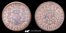 Carlos III (1759-1788) Silver 2 Reales 6.61 g 25 mm. Mexico 1766 Good fine (MBC)