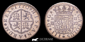 Carlos III (1759-1788) Silver 2 Reales 5.67 g 25 mm. Madrid 1770 - PJ near extremely fine