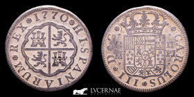 Carlos III (1759-1788) Silver 2 Reales 5.64 g. 26 mm. Madrid 1770 - PJ Good very fine