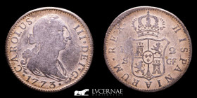 Carlos III (1759-1788) Silver 2 Reales 5.73 g. 26 mm. Sevilla 1773 Good very fine