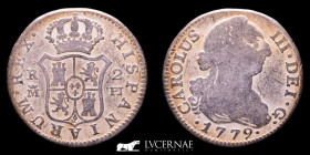 Carlos III Silver 2 Reales 5,90 g, 25 mm Madrid 1779 Good very fine (MBC)