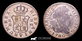 Carlos III (1759-1788) Silver 2 Reales 5.73 g. 26. mm. Madrid 1780 PJ Good very fine