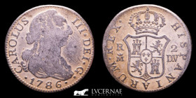 Carlos III (1759-1788) Silver 2 Reales 5.67 g. 25 mm. Madrid 1786 DV. Good very fine