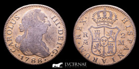 Carlos III (1759-1788) Silver 2 reales 5,66 g. 25 mm Madrid 1788 Good very fine (MBC+)