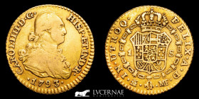 Carlos IV (1788 - 1808) Gold Escudo 3.30 g, 18 mm Madrid 1793 MF Good very fine